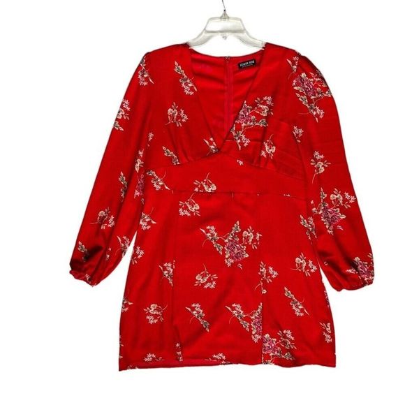 Fashion Nova Land of Make Believe Floral Flare Dress Plus Size 2X Red - Picture 9 of 12